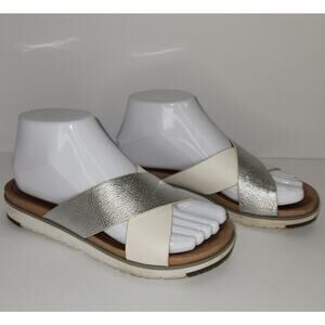 UGG Australia Women's Kari Silver Metallic Criss Cross Strap Sandals Size 6.5